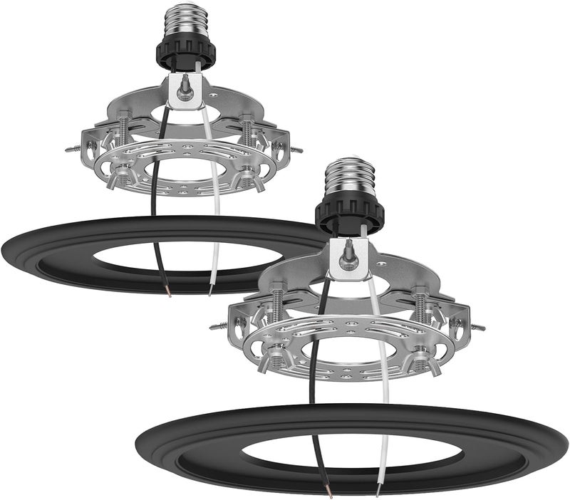 YIIZON 2-Pack Recessed Light to Pendant Converter Kit, Adjustable for 5 and 6 inch Recessed Can Light Conversion Kit, Includes E26 Socket, Triangular Bracket, Round Mounting Plate & 3D Black Cover - Image 1